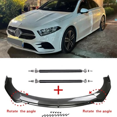 For Mercedes Benz A180 200 Carbon Fiber Style Front Bumper Lip Spoiler&Strut Rod Foto 1 de 4