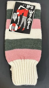 Nwt Vintage Striped Pink Green Cream Leg Warmers 27 “+ Long NOS Dance Ballet - Picture 1 of 8
