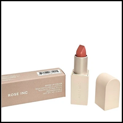 Rose Inc Rich Refillable Lipstick Satin Lip Color Demure New 0.14oz Full Size - Image 1 of 4