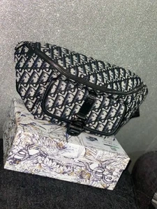 Christian Dior Oblique Jacquard Bag Belt Graphite, Black And Beige With Box - Picture 1 of 6
