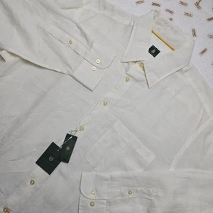 Robert Talbott Mens Dress Shirt Long Sleeve Linen Blend White Large - Picture 1 of 17