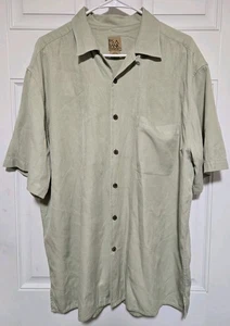 Jos A Bank Button Up Hemd Herren Large Grün Verwaschen 100% Seide - Bild 1 von 4