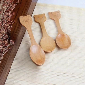 Wooden Cartoon Spoon Fork Children's Tableware Soup Spoon Dessert Wooden S hot' - Foto 1 di 18