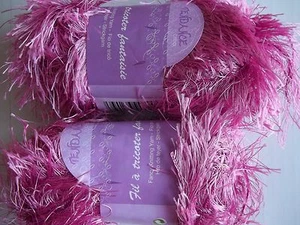 Tendance fancy knitting yarn, eyelash, fuchsia/hot pink, lot of 2 - Picture 1 of 2