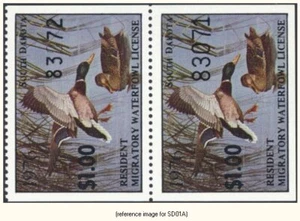 D2K South Dakota Duck Stamp 1976 $1.00 (sm ser#) pair - Picture 1 of 1