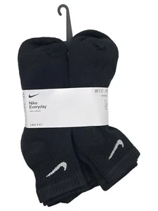 6 Pairs Nike Everyday Dri-Fit Cushioned QUARTER Socks BLACK Men's (8-12) - Picture 1 of 2