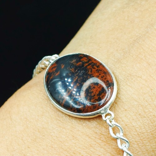 VALENTINO Bracciale in argento sterling 925 con pietre preziose ovali con sangue naturale