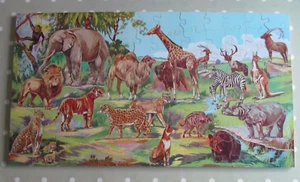 VINTAGE VICTORY JUNGLE HOLZPUZZLE MIT 12 AUSGESCHNITTENEN STANDTIEREN - Bild 1 von 10