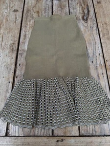 Exquisite ALEXANDER McQUEEN Creamy Beige & White Knitted Ribbed SKIRT, Small - Picture 1 of 5