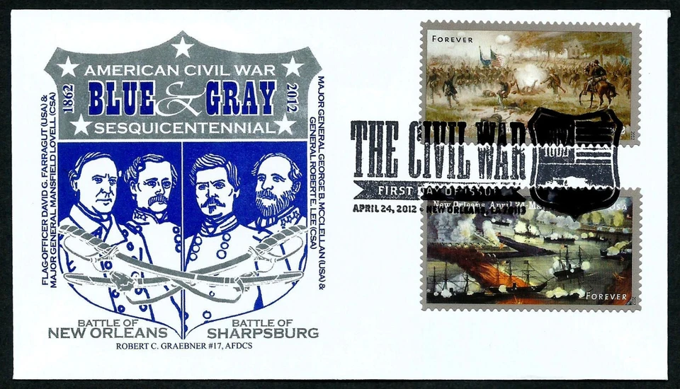 USA, SCOTT # 4664-4665, ROBERT GRAEBNER FDC COVER - 1862 CIVIL WAR, YEAR 2012 - Image 1 of 1