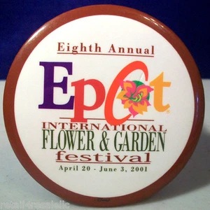EPCOT 8TH ANNUAL INTERNATIONAL FLOWER & GARDEN FESTIVAL BUTTON PIN 2001 DISNEY - Bild 1 von 2