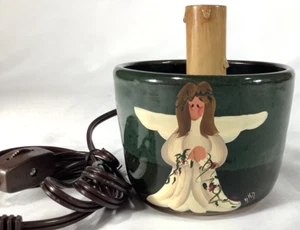 SUNSET HILL STONEWARE Crock Electric Candle Lamp Christmas Angel NWOT No Bulb - Picture 1 of 3