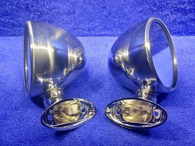 ESPEJOS RETROVISORES CLÁSICOS MINI BALA ABOVEDADOS ACERO INOXIDABLE/CROMO Foto 1 de 4