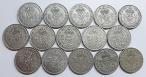 Florins Datum 15er Set Georg VI Zwei Schilling Silber + CuNi alle Daten 1937-51 - Bild 1 von 2