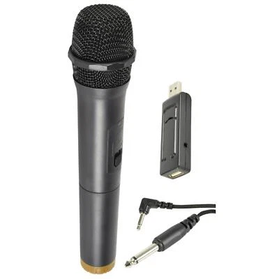 Wireless UHF Handheld Microphone Dynamic Mic Vocal Singing USB & Jack Karaoke PA - Image 1 of 3