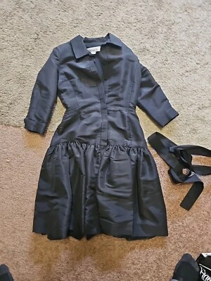 Auténtico vestido chaqueta negra Oscar de la Renta ajuste retro y acampanado para mujer talla 12 Foto 1 de 3