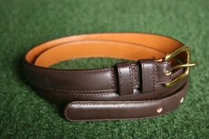 Vintage LANDS' END Brown Leather Skinny Belt Women's Sz. 28 - Picture 1 of 8