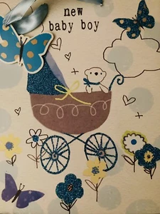 5 Pcs Set-(1) Baby Shower Gift Bag 10.5”x13” (4) Pcs Of Tissue Paper #20 - Picture 1 of 2