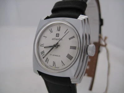NOS NEW VINTAGE SWISS STAINLESS ST WATER RESIST WOMEN'S ATLANTIC WATCH 1960'S  - Image 1 of 3
