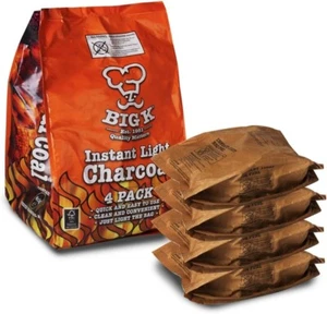 Big K Instant Light Lumpwood Charcoal for Outdoor Barbecue Cookouts -1kg 4 Pack - Picture 1 of 5
