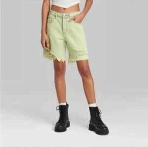Women's High-Rise Wide Leg Bermuda Jean Shorts Size 4/27 Wild Fable - Picture 1 of 4