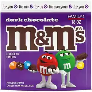 NEW Sealed Dark Chocolate M&M's Family Size 18.0 oz Bag - Picture 1 of 1