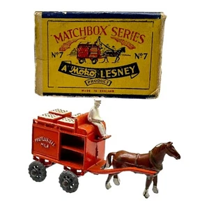 ORIGINAL C1954 BOXED MOKO LESNEY MATCHBOX SERIES HORSE MILK FLOAT 7A + A BOX - Picture 1 of 11