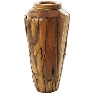 Teak Wood Handmade Decorative Vase Tall Floor Centerpiece Vase with Mosaic Li... - Picture 1 of 7
