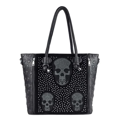 ITALYSHOP24.COM XXL DAMEN TOTENKOPF TASCHE Skulls Shopper Handtasche Schultertasche Gothic Punk