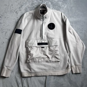Nike Air Force One Jacke Herren Small Beige 1/2 Zip Pullover Fleece Kängurutasche - Bild 1 von 17