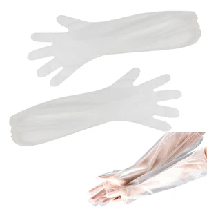 Langarm Handschuhe Dehnbare Einweghandschuhe Weichplastikfolie Extra Lange Stulp - Bild 1 von 5