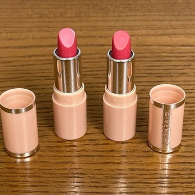 Givenchy Le Rose Perfecto Lip Balm Batom 202 Fearless Pink Sample Lote de 2 - Imagem 1 de 4