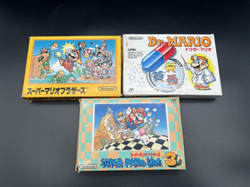Nintendo Famicom Lot 3  Super Mario 1&3 & Dr.Mario FC W/box & Manual NES Tested