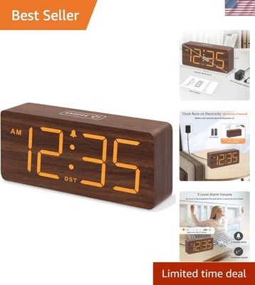 Wooden Digital Alarm Clock for Bedroom - Desk Clock with Large Numbers for Li... - Image 1 of 4