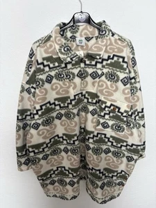 Vintage Fleece Knopf Pullover Beige Grün Muster Gr.2XL 90s Retro Wie Neu! - Bild 1 von 3