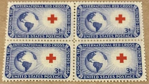 1952 International Red Cross MNH OG 3c Block(4) Unused U.S. Postage Stamp #1016 - Picture 1 of 2