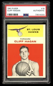 1961 Fleer Basketball #18 CLIFF HAGAN St Louis Hawks PSA Authentic No Crease HOF - Picture 1 of 2