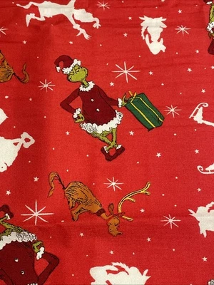 КАК ГРИНЧ УКРАЛ РОЖДЕСТВО ОТ KAUFMAN красный хлопок четверть доллара 18 x 21» новый - Изображение 1 из 3