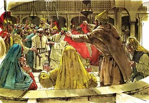 REIMPRESO - ""JUICIO ANTE AUTORIDADES JUDÍAS"" POR RICHARD HOOK 11"" X 17"" TARJETA STOCK - Imagen 1 de 1
