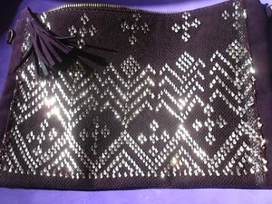 Egyptian Asit MAUVE LILA Wildleder gefütterte Leder Umhängetasche W26 cm - Bild 1 von 9