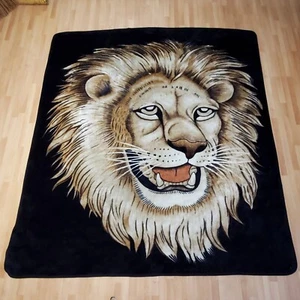 San Marcos Style huge blanket lions Face Brown tan Black ***Read*** Description - Picture 1 of 20