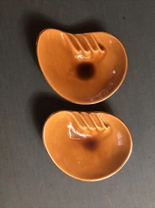 Vintage 1963 Ashtray Treasure Craft No 70 Pair Yellow Brown Ca Compton Tobacco - Picture 1 of 2