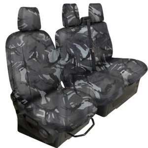 CUBIERTA DE ASIENTO DE FURGONETA GRIS CAMUFLADO DE ALTA RESISTENCIA TOTALMENTE A MEDIDA para Ford Transit Custom 2013on - Imagen 1 de 12