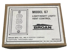 Broan Model 67 Light / Night Light / Vent Control.  - Picture 1 of 2
