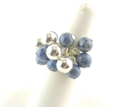 Sterling Silver Blue Coral And Sterling Cluster Ring - Free Gift Packaging - Image 1 of 4