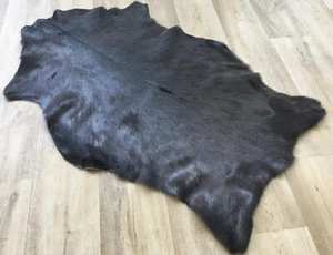 Himalayan Goat Fur Mountain Goats Fur Leather Carpet Natural Fur Dark Grey - Picture 1 of 9