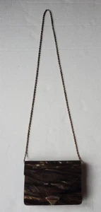 Brown Swirls Acrylic Crossbody Shoulder Purse Clutch Handbag Prom Formal BOHO - Picture 1 of 24