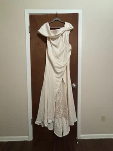 ASOS EDITION Beatrice bardot drape wrap wedding dress, Apricot, Size 16 - Picture 1 of 6