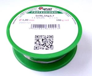[1pc] 100G Soldering Wire 1 mm TIN-Sn96.3% SILVER-Ag3.7% Flux Lead Free CYNEL - Picture 1 of 2