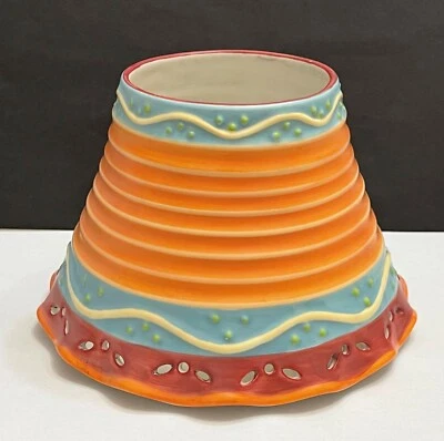 Yankee Candle DESERT FIESTA Large CANDLE SHADE Salmon Orange Turquoise Blue - Image 1 of 4